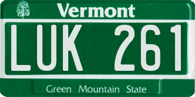 VT license plate LUK261