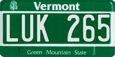 VT license plate LUK265