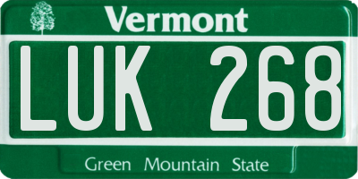 VT license plate LUK268