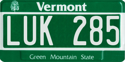 VT license plate LUK285