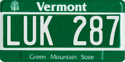 VT license plate LUK287