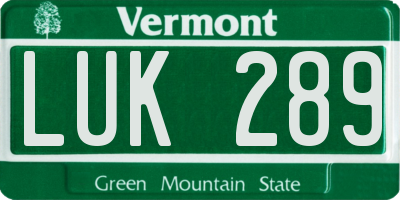VT license plate LUK289