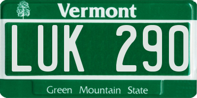 VT license plate LUK290