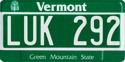 VT license plate LUK292
