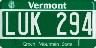 VT license plate LUK294