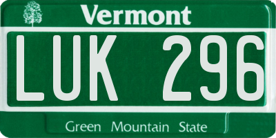 VT license plate LUK296