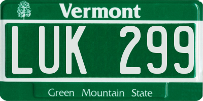 VT license plate LUK299