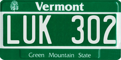 VT license plate LUK302