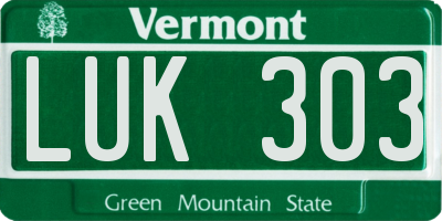 VT license plate LUK303