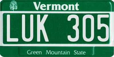 VT license plate LUK305