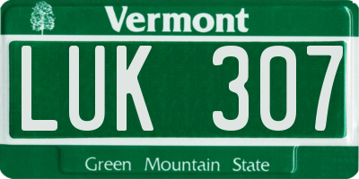 VT license plate LUK307
