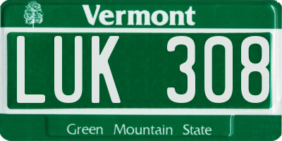 VT license plate LUK308