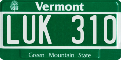 VT license plate LUK310