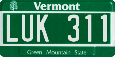 VT license plate LUK311