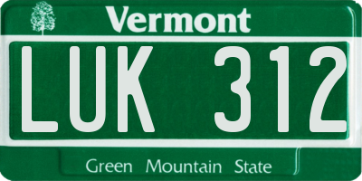 VT license plate LUK312