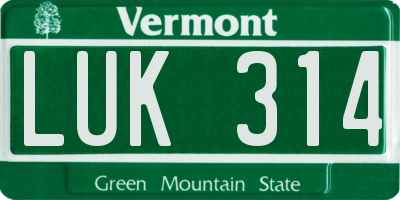 VT license plate LUK314