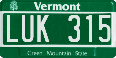 VT license plate LUK315