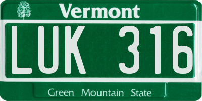 VT license plate LUK316