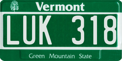 VT license plate LUK318