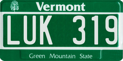 VT license plate LUK319