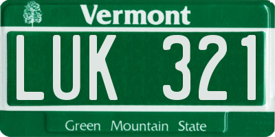 VT license plate LUK321