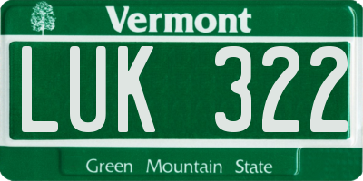 VT license plate LUK322