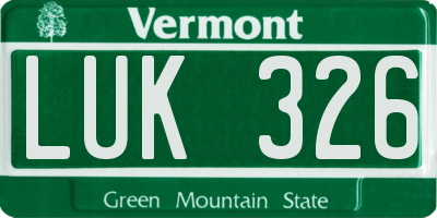 VT license plate LUK326