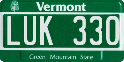 VT license plate LUK330