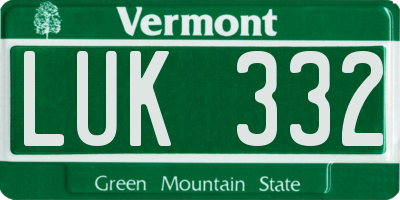 VT license plate LUK332