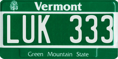 VT license plate LUK333