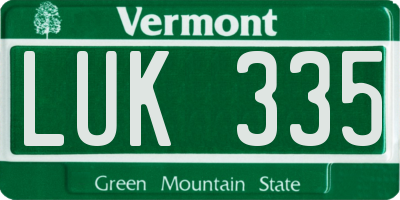 VT license plate LUK335