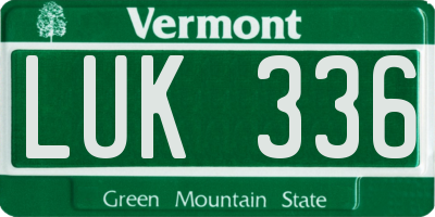 VT license plate LUK336