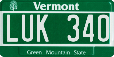 VT license plate LUK340