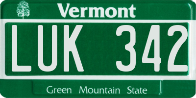 VT license plate LUK342