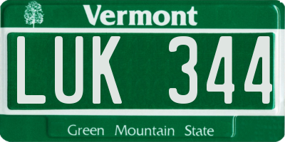 VT license plate LUK344