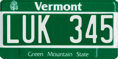 VT license plate LUK345