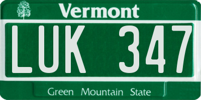 VT license plate LUK347