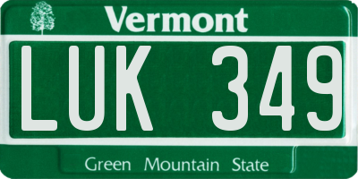 VT license plate LUK349