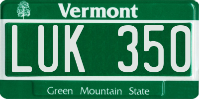 VT license plate LUK350