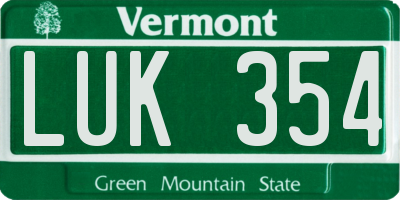 VT license plate LUK354