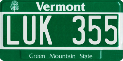 VT license plate LUK355