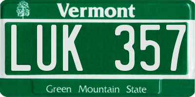 VT license plate LUK357