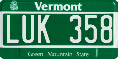 VT license plate LUK358