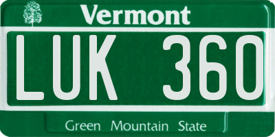 VT license plate LUK360