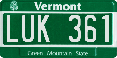 VT license plate LUK361