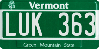 VT license plate LUK363