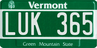 VT license plate LUK365