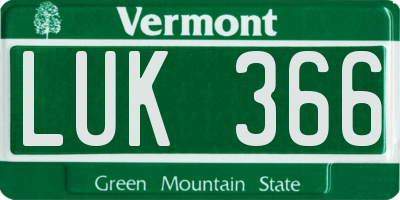 VT license plate LUK366