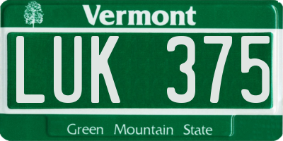 VT license plate LUK375