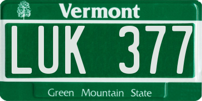 VT license plate LUK377